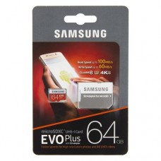 64Gb Samsung MicroSD Class 10 Evo Plus U1 U3 (R/W 100/60 MB/s) + SD адаптер